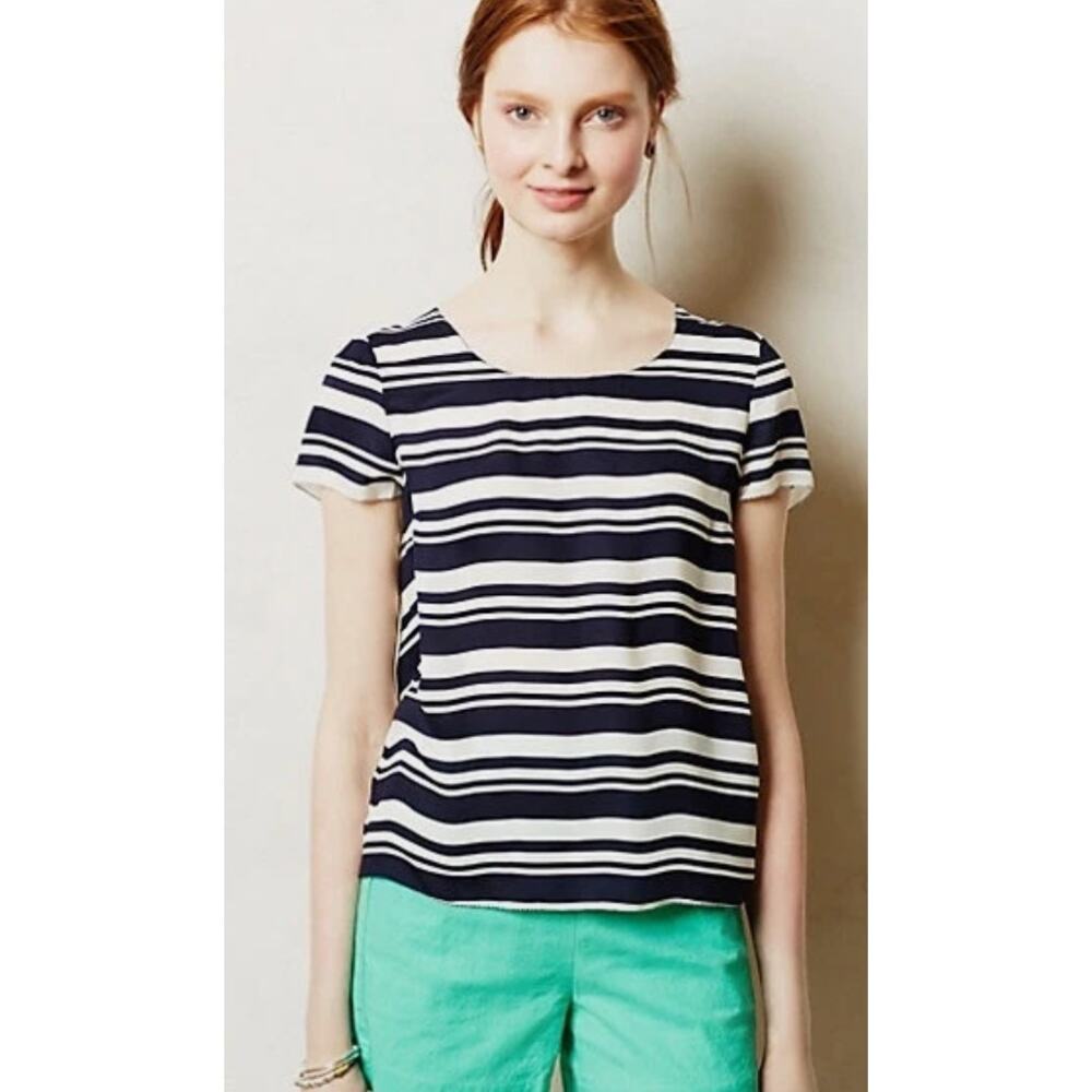 Anthropologie Maeve Apropos Ruffle Back Top Sz Sm